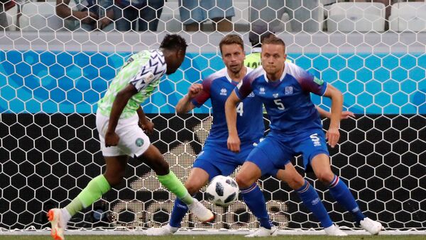 Soccer Football - World Cup - Group D - Nigeria vs Iceland - Volgograd Arena, Volgograd, Russia - June 22, 2018 Nigeria's Ahmed Musa scores their second goal - Sputnik International