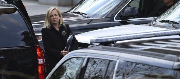 Homeland Security Secretary Kirstjen Nielsen leaves the West Wing of the White House in Washington, Wednesday, April 11, 2018. Homeland Security Secretary Kirstjen Nielsen leaves the West Wing of the White House in Washington, Wednesday, April 11, 2018. - Sputnik International