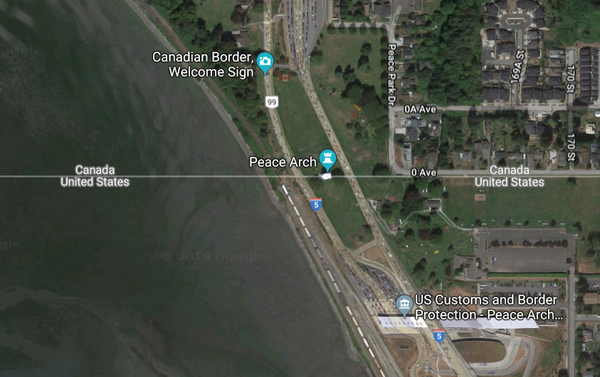 Google Maps satellite image shows western-most part of US-Canada border. Google Maps satellite image shows western-most part of US-Canada border. - Sputnik International