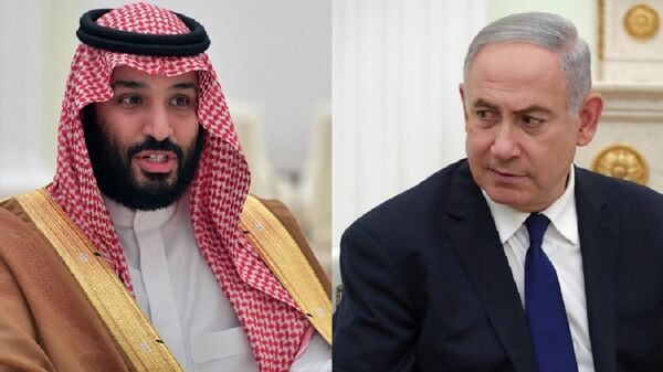 Saudi Crown Prince Mohammad bin Salman Al Saud (L) and Israeli Prime Minister Benjamin Netanyahu - Sputnik International