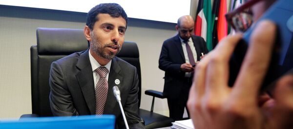 UAE's Energy Minister Al Mazrouei talks to journalists at the beginning of an OPEC meeting in Vienna, Austria, June 22, 2018 UAE's Energy Minister Al Mazrouei talks to journalists at the beginning of an OPEC meeting in Vienna, Austria, June 22, 2018 - Sputnik International