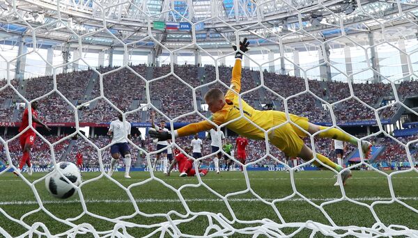 Soccer Football - World Cup - Group G - England vs Panama - Nizhny Novgorod Stadium, Nizhny Novgorod, Russia - June 24, 2018 Panama's Felipe Baloy scores their first goal Soccer Football - World Cup - Group G - England vs Panama - Nizhny Novgorod Stadium, Nizhny Novgorod, Russia - June 24, 2018 Panama's Felipe Baloy scores their first goal - Sputnik International