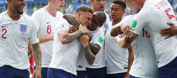 Players of English national team rejoice to the scored goal in a match of a group stage of the FIFA World Cup between English national teams and Panama Players of English national team rejoice to the scored goal in a match of a group stage of the FIFA World Cup between English national teams and Panama - Sputnik International