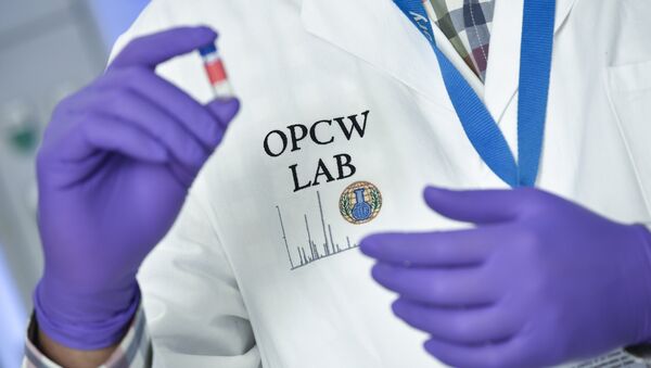 (FILES) In this file photo taken on April 20, 2018 a laboratory technician controls a test vial at the OPCW (The Organisation for the Prohibition of Chemical Weapons) headquarters in the Hague, The Netherlands, on April 20, 2017 - Sputnik International