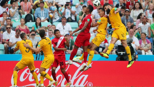 Soccer Football - World Cup - Group C - Australia vs Peru - Fisht Stadium, Sochi, Russia - June 26, 2018 Australia's Mile Jedinak misses a chance to score - Sputnik International