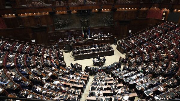 Italian premier Giuseppe Conte (C) speaks at the Lower House, ahead of a confidence vote on the government program, in Rome (File) - Sputnik International
