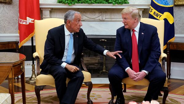 U.S. President Donald Trump meets with Portugal’s President Rebelo de Sousa in the Oval Office at the White House in Washington, U.S. June 27, 2018 - Sputnik International