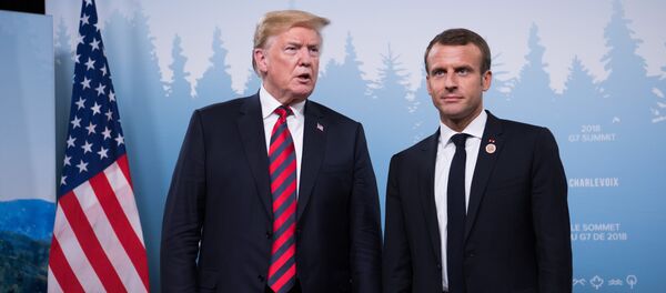 US President Donald Trump and French President Emmanuel Macron hold a meeting on the sidelines of the G7 Summit in La Malbaie, Quebec, Canada, June 8, 2018 US President Donald Trump and French President Emmanuel Macron hold a meeting on the sidelines of the G7 Summit in La Malbaie, Quebec, Canada, June 8, 2018 - Sputnik International