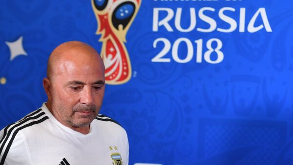 Argentina Head Coach Jorge Sampaoli After World Cup Match With France. 2018 - Sputnik International