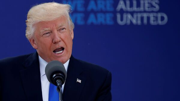 U.S. President Donald Trump delivers remarks at the start of the NATO summit at their new headquarters in Brussels, Belgium - Sputnik International