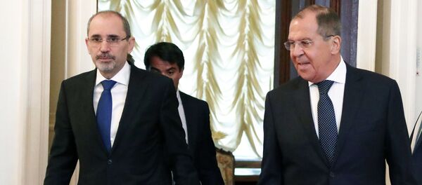 Russian Foreign Minister Sergei Lavrov, right, and Minister of Foreign Affairs and Expatriates of the Hashemite Kingdom of Jordan Ayman Safadi during talks at the Foreign Ministry Reception House Russian Foreign Minister Sergei Lavrov, right, and Minister of Foreign Affairs and Expatriates of the Hashemite Kingdom of Jordan Ayman Safadi during talks at the Foreign Ministry Reception House - Sputnik International