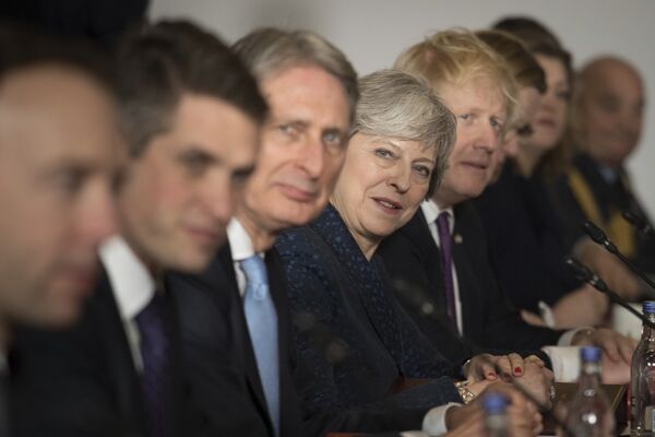 From third left to right, Chancellor Philip Hammond, Prime Minister Theresa May and Foreign Secretary Boris Johnson - Sputnik International