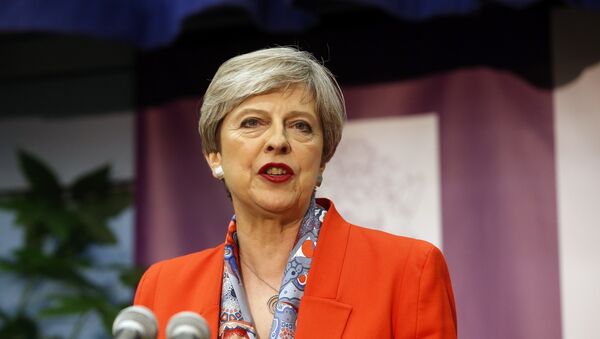 Britain's Prime Minister Theresa May speaks after the declaration at her constituency is made for in the general election in Maidenhead, England, Friday, June 9, 2017. - Sputnik International