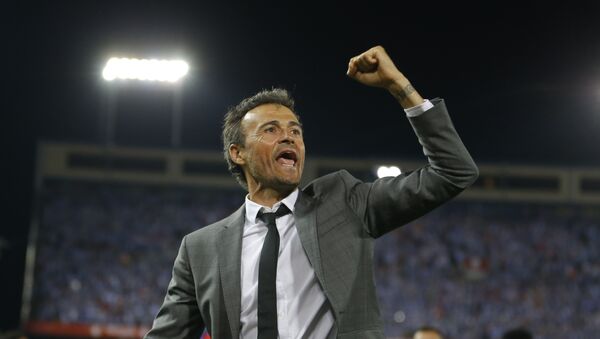 (File) Barcelona's head coach Luis Enrique celebrates after the Copa del Rey final soccer match between Barcelona and Alaves at the Vicente Calderon stadium in Madrid, Spain, Saturday, May 27, 2017 - Sputnik International