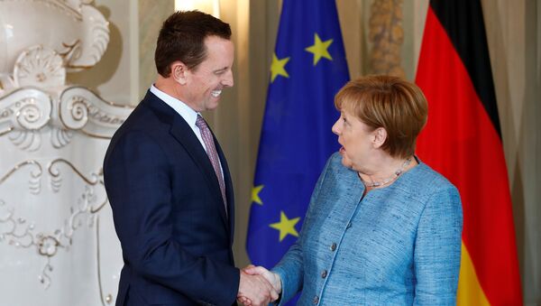 German Chancellor Angela Merkel receives the ambassador of U.S. to Germany, Richard Grenell, in Meseberg, Germany July 6, 2018 - Sputnik International
