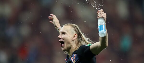 Soccer Football - World Cup - Semi Final - Croatia v England - Luzhniki Stadium, Moscow, Russia - July 11, 2018 Croatia's Domagoj Vida celebrates after the match Soccer Football - World Cup - Semi Final - Croatia v England - Luzhniki Stadium, Moscow, Russia - July 11, 2018 Croatia's Domagoj Vida celebrates after the match - Sputnik International