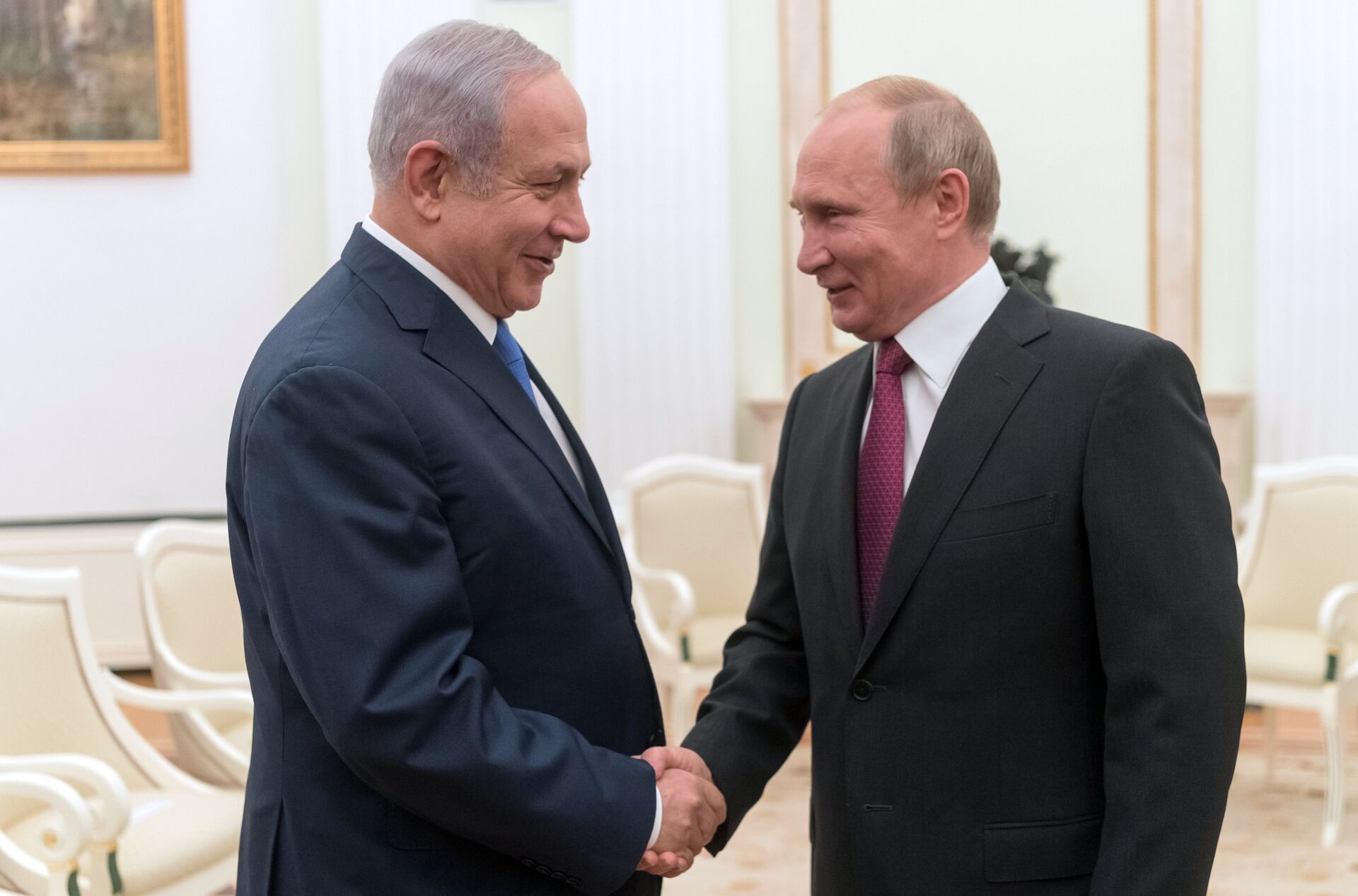 July 11, 2018. Russian President Vladimir Putin and Israeli Prime Minister Benjamin Netanyahu, left, during their meeting - Sputnik International, 1920, 01.11.2022