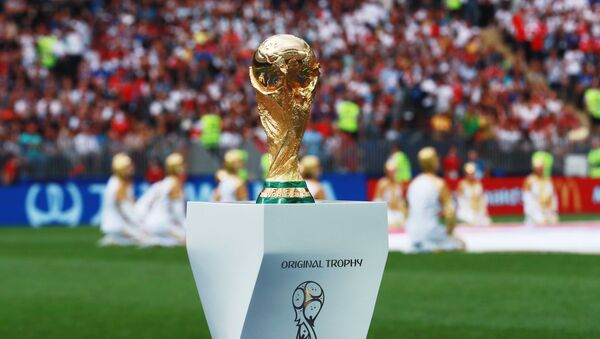 World Cup Trophy before the start of the final match of the FIFA World Cup between the national teams of Croatia and France - Sputnik International
