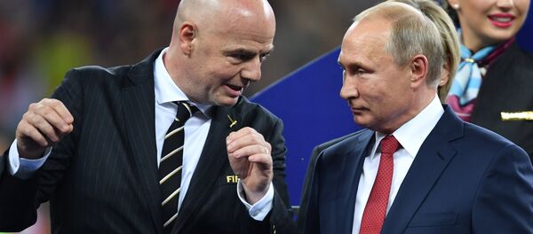 Russian President Vladimir Putin awards winners of World Cup 2018 after France defeats Croatia on July 15. - Sputnik International