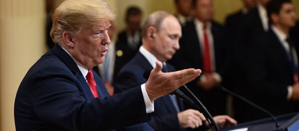 US President Donald Trump and Russia's President Vladimir Putin attend a joint press conference after a meeting at the Presidential Palace in Helsinki, on July 16, 2018 - Sputnik International