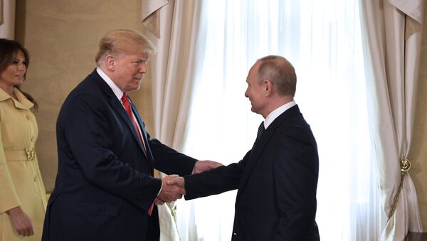 July 16, 2018. Russian President Vladimir Putin and US President Donald Trump during a meeting at the presidential palace in Helsinki. - Sputnik International