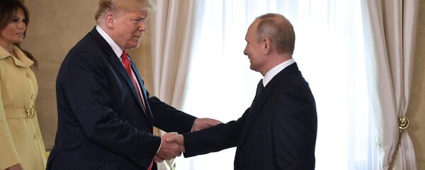 July 16, 2018. Russian President Vladimir Putin and US President Donald Trump during a meeting at the presidential palace in Helsinki. - Sputnik International