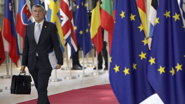 Czech Republic's Prime Minister Andrej Babis arrives for an EU summit at the Europa building in Brussels, Thursday, June 28, 2018 - Sputnik International