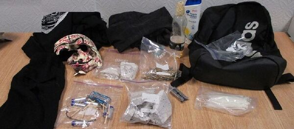 The contents of a rucksack that was found by officers searching the older boy's hideout, which prosecutors claimed were instruments for building an explosive - Sputnik International