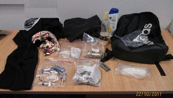 The contents of a rucksack that was found by officers searching the older boy's hideout, which prosecutors claimed were instruments for building an explosive - Sputnik International