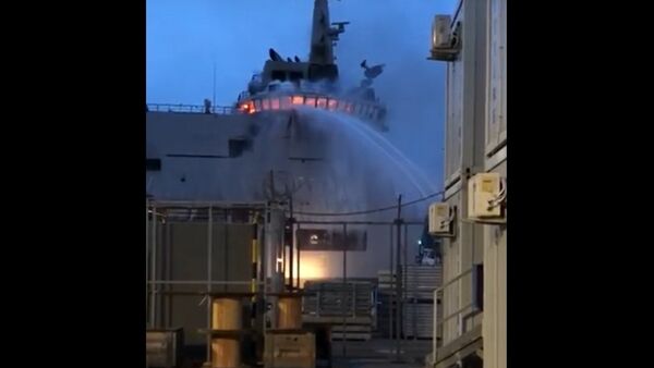 LSS Vulcano A5335. Big fire on board - Sputnik International