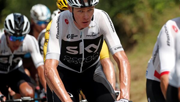 Cycling - Tour de France - The 65-km Stage 17 from Bagneres-de-Luchon to Saint-Lary-Soulan Col du Portet - July 25, 2018 - Team Sky rider Chris Froome of Britain in action - Sputnik International