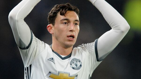 Manchester United’s Matteo Darmian during the English League Cup, Semi Final Second Leg soccer match between Hull City and Manchester United at KCOM stadium in Hull, England, Thursday Jan. 26, 2017. - Sputnik International