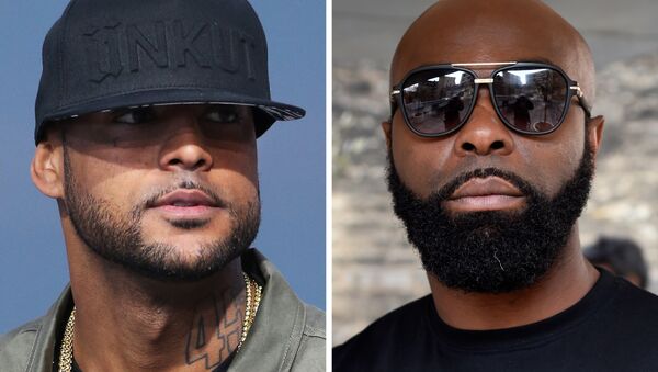 This combination of file pictures made on August 1, 2018, shows French rapper Booba (L) on May 19, 2014, in Cannes, southern France, and French rapper Kaaris (R) on March 25, 2015, in Paris - Sputnik International