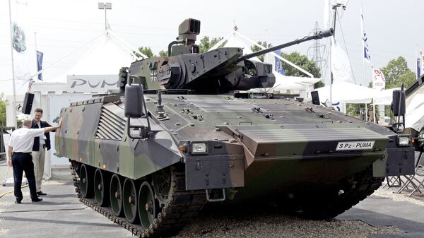 A German S Pz Puma equipped with an effective vision concept and a 30mm Mauser canon is on display at the Eurosatory arms show, in Villepinte, outside Paris, 14 June 2006.  - Sputnik International