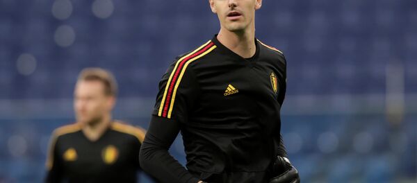 World Cup - Semi Final - France v Belgium - Saint Petersburg Stadium, Saint Petersburg, Russia - July 10, 2018 Belgium's Thibaut Courtois during the warm up before the match World Cup - Semi Final - France v Belgium - Saint Petersburg Stadium, Saint Petersburg, Russia - July 10, 2018 Belgium's Thibaut Courtois during the warm up before the match - Sputnik International