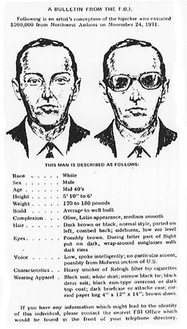 DB Cooper's Wanted poster DB Cooper's Wanted poster - Sputnik International