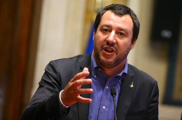 League party leader Matteo Salvini speaks at the media after a round of consultations with Italy's newly appointed Prime Minister Giuseppe Conte at the Lower House in Rome, Italy, May 24, 2018 League party leader Matteo Salvini speaks at the media after a round of consultations with Italy's newly appointed Prime Minister Giuseppe Conte at the Lower House in Rome, Italy, May 24, 2018 - Sputnik International