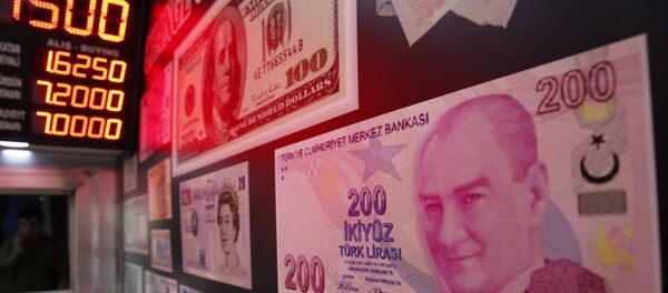 An oversized copy of a 200 Turkish lira banknote An oversized copy of a 200 Turkish lira banknote - Sputnik International