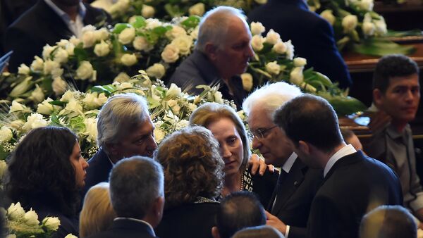 Italian President Sergio Mattarella is seen before the state funeral of the victims of the Morandi Bridge collapse. - Sputnik International