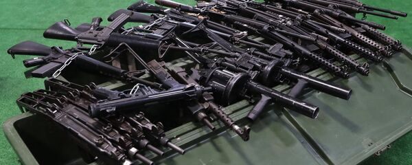 Rifles shown at the exhibition of weapons taken from Syrian militants as part of the 4th International Military Technical Forum, Army 2018, in Kubinka Rifles shown at the exhibition of weapons taken from Syrian militants as part of the 4th International Military Technical Forum, Army 2018, in Kubinka - Sputnik International