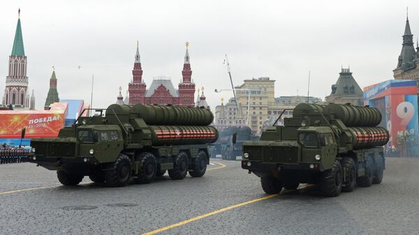 Transporters-launchers for S-400 Triumf missile systems at the final rehearsal of the military parade to mark the 73rd anniversary of Victory in the Great Patriotic War - Sputnik International