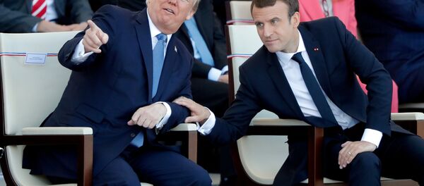 French President Emmanuel Macron and US President Donald Trump attend the traditional Bastille Day military parade on the Champs-Elysees in Paris, France, July 14, 2017 French President Emmanuel Macron and US President Donald Trump attend the traditional Bastille Day military parade on the Champs-Elysees in Paris, France, July 14, 2017 - Sputnik International