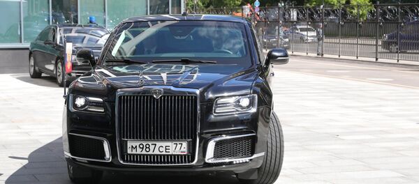 Russian President Vladimir Putin's Aurus vehicle is seen in the courtyard of Morozov Children's Hospital. File photo - Sputnik International