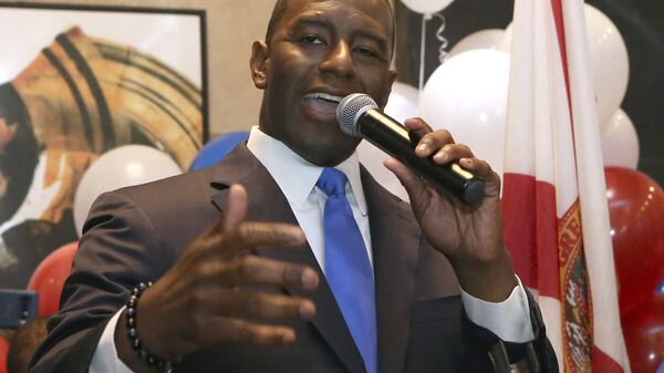 Andrew Gillum addresses his supporters after winning the Democrat primary for governor on Tuesday, Aug. 28, 2018, in Tallahassee, Fla. - Sputnik International