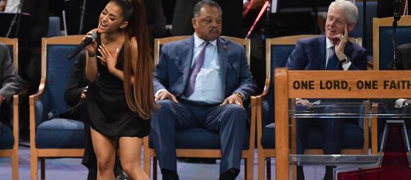 Ariana Grande performs during Aretha Franklin's funeral at Greater Grace Temple on August 31, 2018 in Detroit, Michigan. - Sputnik International