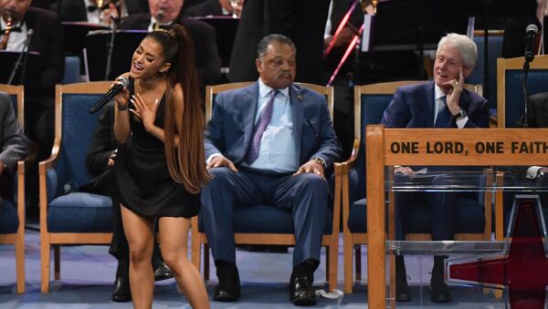 Ariana Grande performs during Aretha Franklin's funeral at Greater Grace Temple on August 31, 2018 in Detroit, Michigan. - Sputnik International