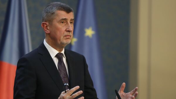 Czech Republic's Prime Minister Andrej Babis gestures during a press conference in Prague, Czech Republic, Monday, March 26, 2018. Babis said that the country is expelling three staffers from the Russian embassy as part of a coordinated European effort to the poisoning of a former Russian double agent and his daughter in Britain. (AP Photo/Petr David Josek) - Sputnik International