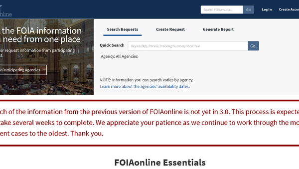 Screenshot of foiaonline.gov website. - Sputnik International