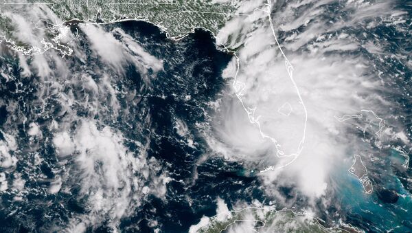 Tropical Storm Gordon is pictured nearing Florida, U.S. in this September 3, 2018 NASA satellite handout photo. - Sputnik International