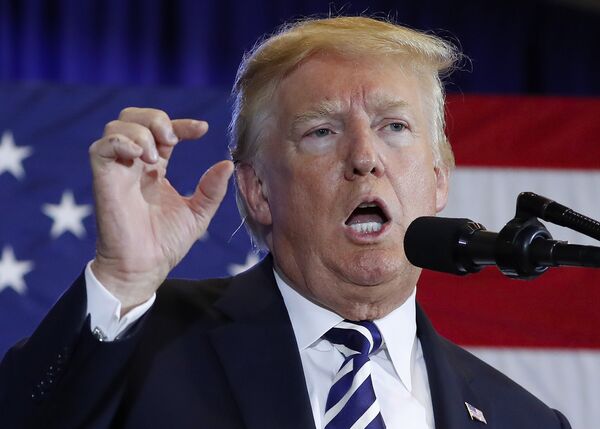 In this Aug. 31, 2018 photo, President Donald Trump gestures while speaking at the Harris Conference Center in Charlotte, N.C. President Donald Trump is escalating his attacks on Attorney General Jeff Sessions, suggesting the embattled official should have intervened in investigations of two GOP congressmen to help Republicans in the midterms. Trump tweeted Monday that “investigations of two very popular Republican Congressmen were brought to a well publicized charge, just ahead of the Mid-Terms, by the Jeff Sessions Justice Department.” In this Aug. 31, 2018 photo, President Donald Trump gestures while speaking at the Harris Conference Center in Charlotte, N.C. President Donald Trump is escalating his attacks on Attorney General Jeff Sessions, suggesting the embattled official should have intervened in investigations of two GOP congressmen to help Republicans in the midterms. Trump tweeted Monday that “investigations of two very popular Republican Congressmen were brought to a well publicized charge, just ahead of the Mid-Terms, by the Jeff Sessions Justice Department.” - Sputnik International